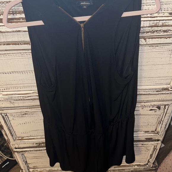 Ambiance black sleeveless romper with zipper elastic around waist size 3xl cute - Picture 1 of 6